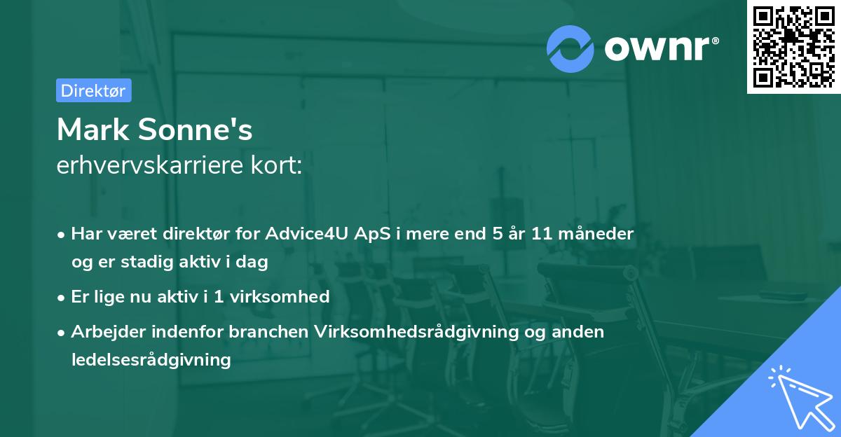 Mark Sonne's erhvervskarriere kort
