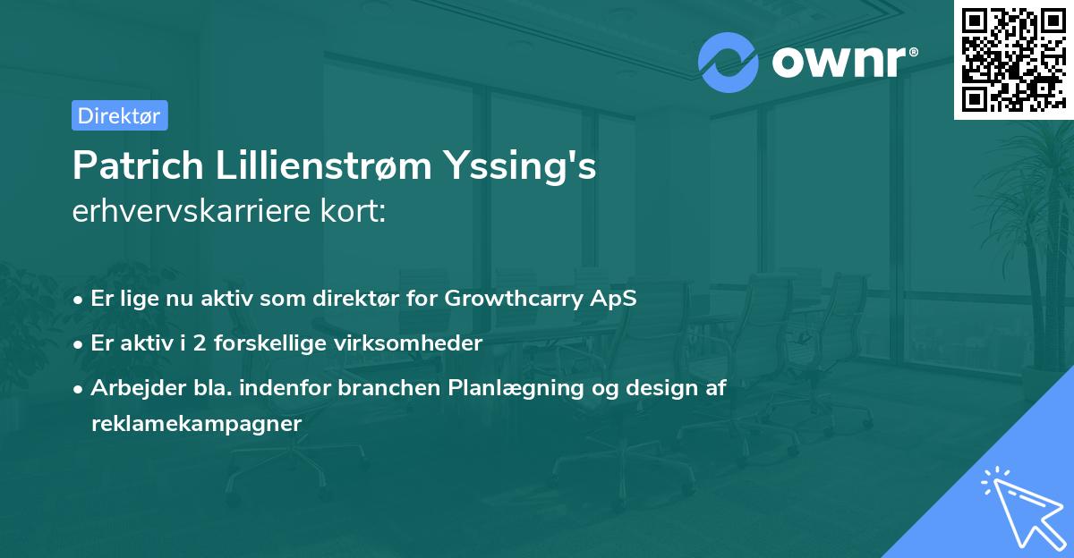 Patrich Lillienstrøm Yssing's erhvervskarriere kort