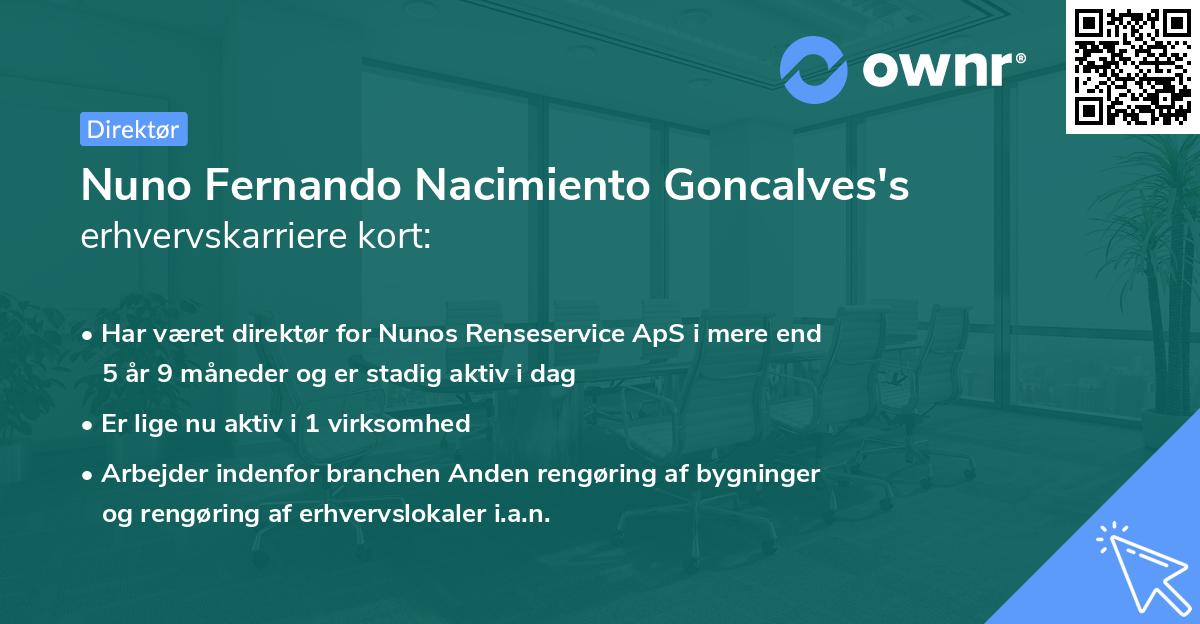Nuno Fernando Nacimiento Goncalves's erhvervskarriere kort