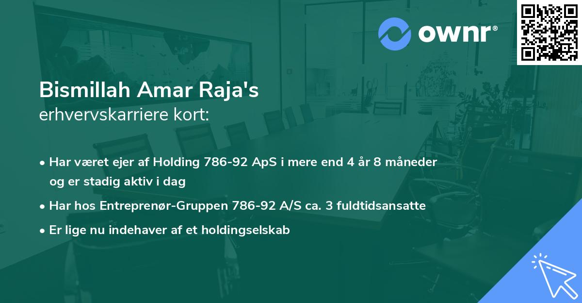 Bismillah Amar Raja's erhvervskarriere kort