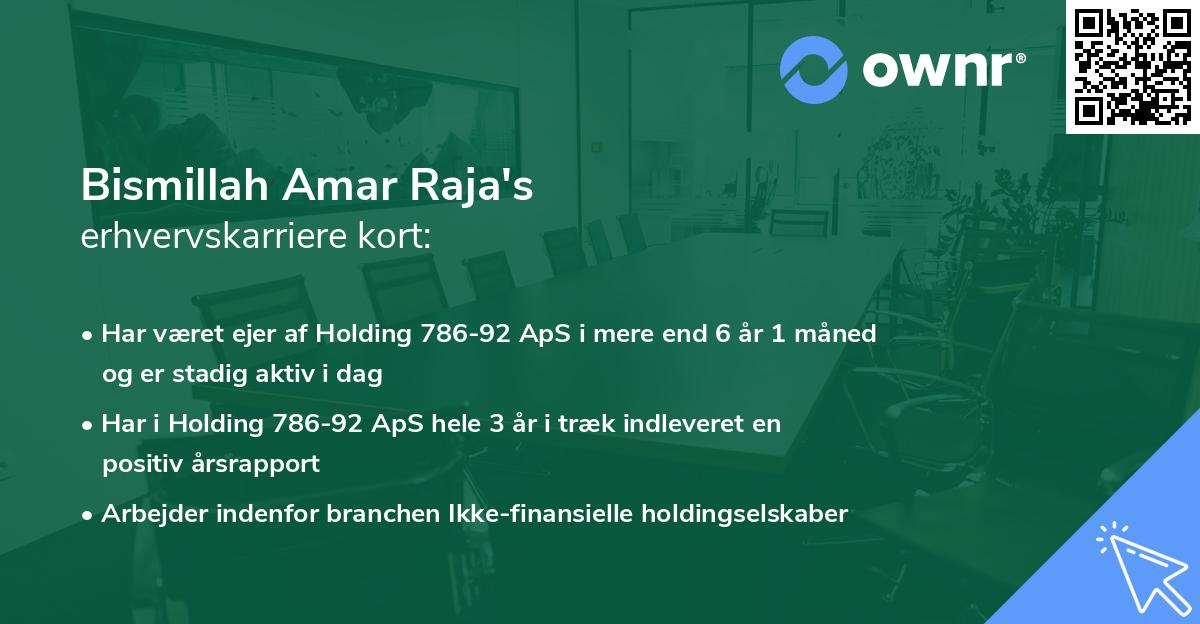 Bismillah Amar Raja's erhvervskarriere kort