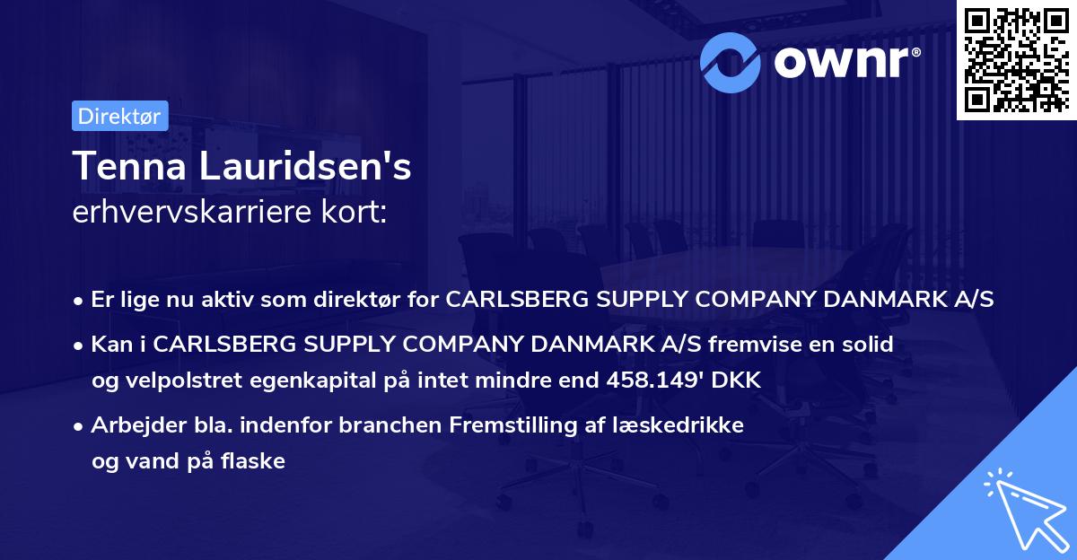 Tenna Lauridsen's erhvervskarriere kort