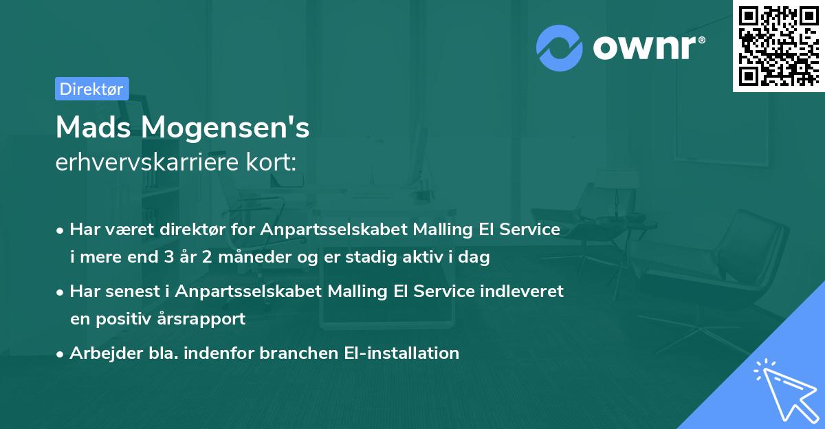 Mads Mogensen's erhvervskarriere kort