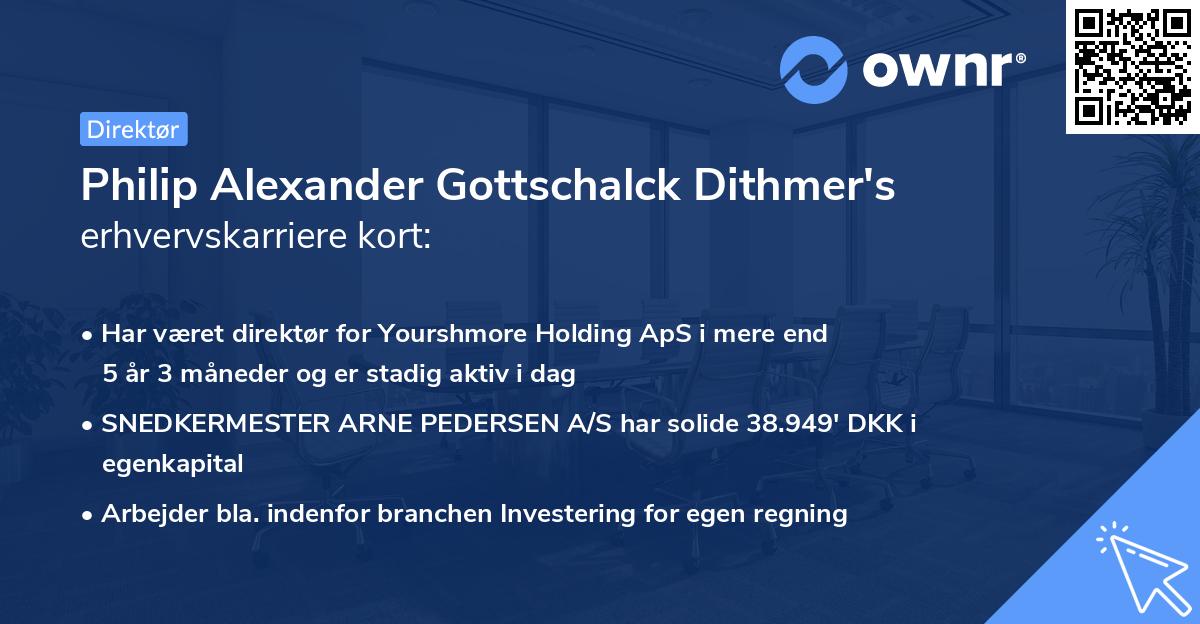 Philip Alexander Gottschalck Dithmer's erhvervskarriere kort