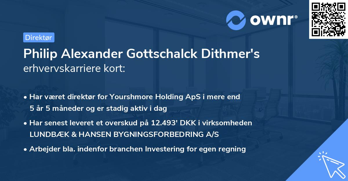 Philip Alexander Gottschalck Dithmer's erhvervskarriere kort