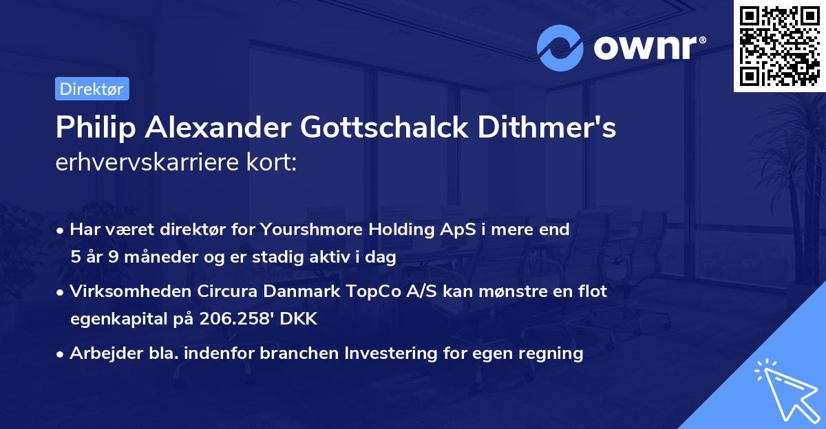 Philip Alexander Gottschalck Dithmer's erhvervskarriere kort