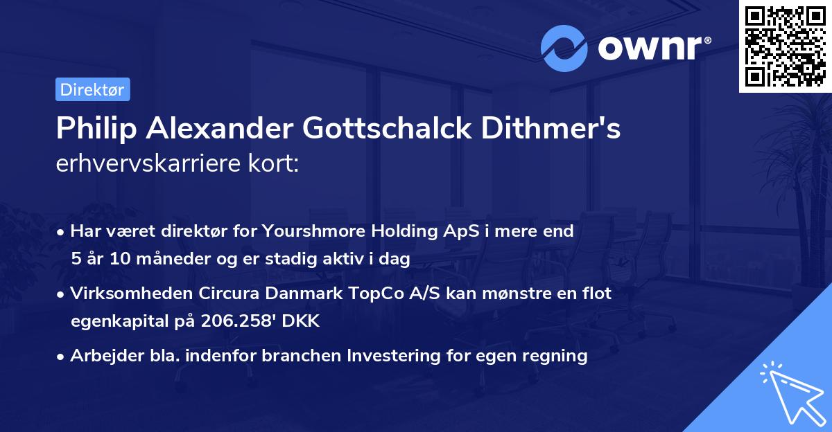 Philip Alexander Gottschalck Dithmer's erhvervskarriere kort