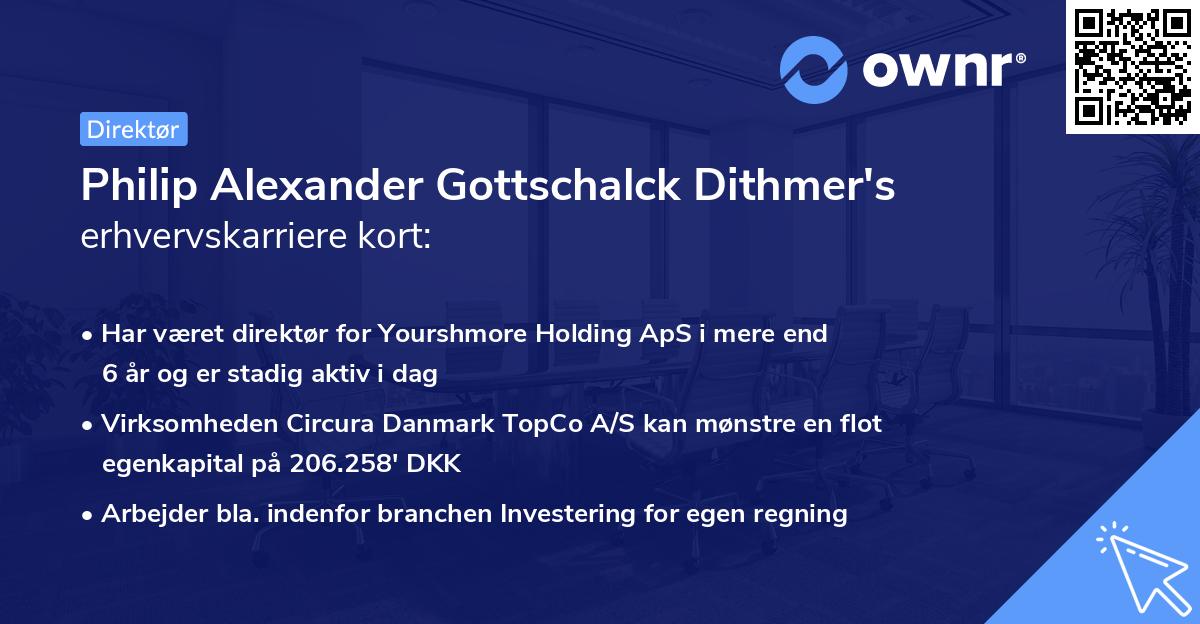 Philip Alexander Gottschalck Dithmer's erhvervskarriere kort