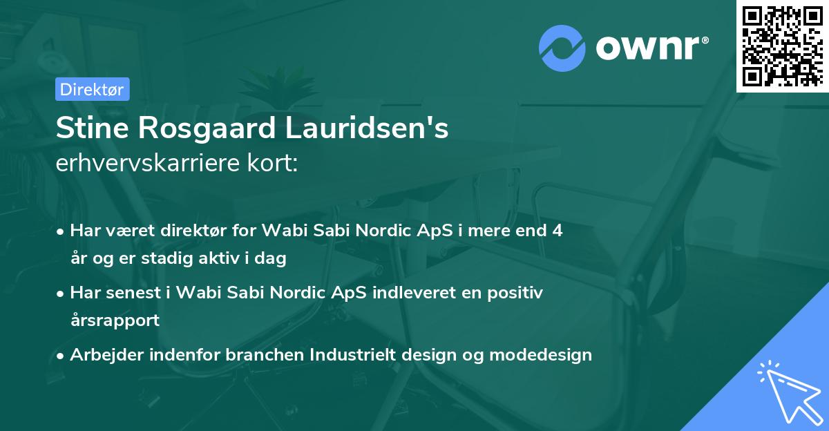 Stine Rosgaard Lauridsen's erhvervskarriere kort