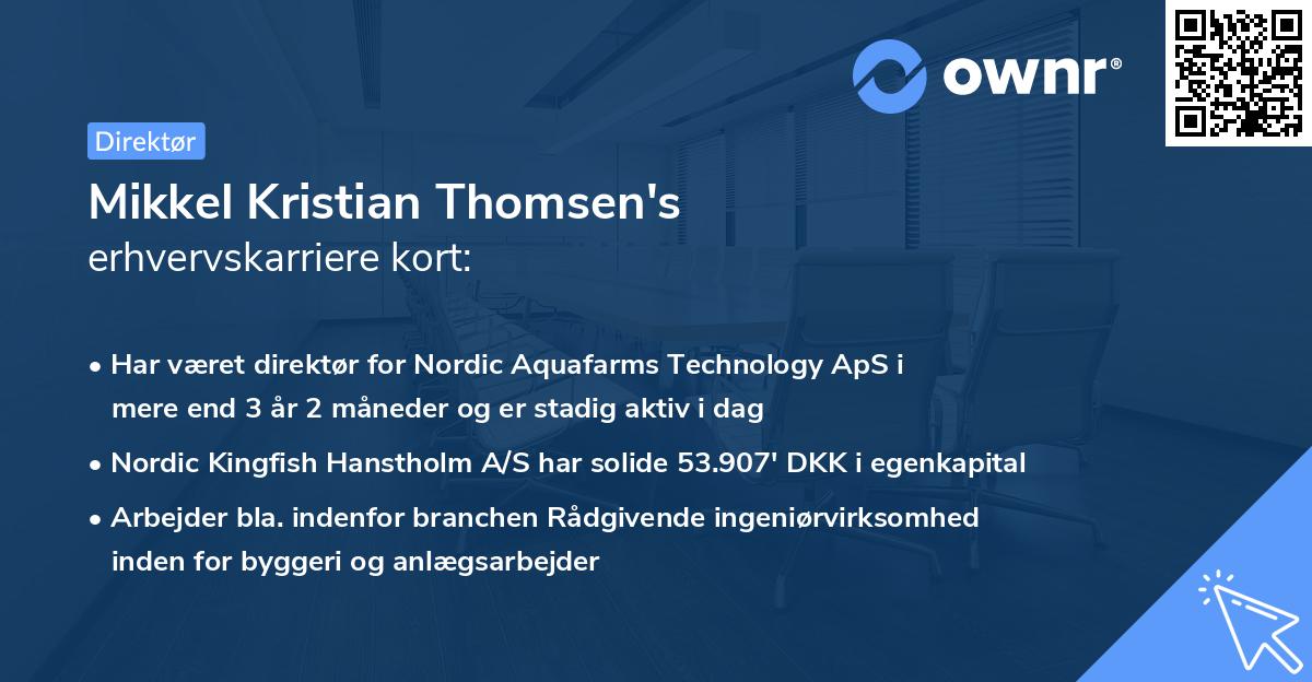 Mikkel Kristian Thomsen's erhvervskarriere kort