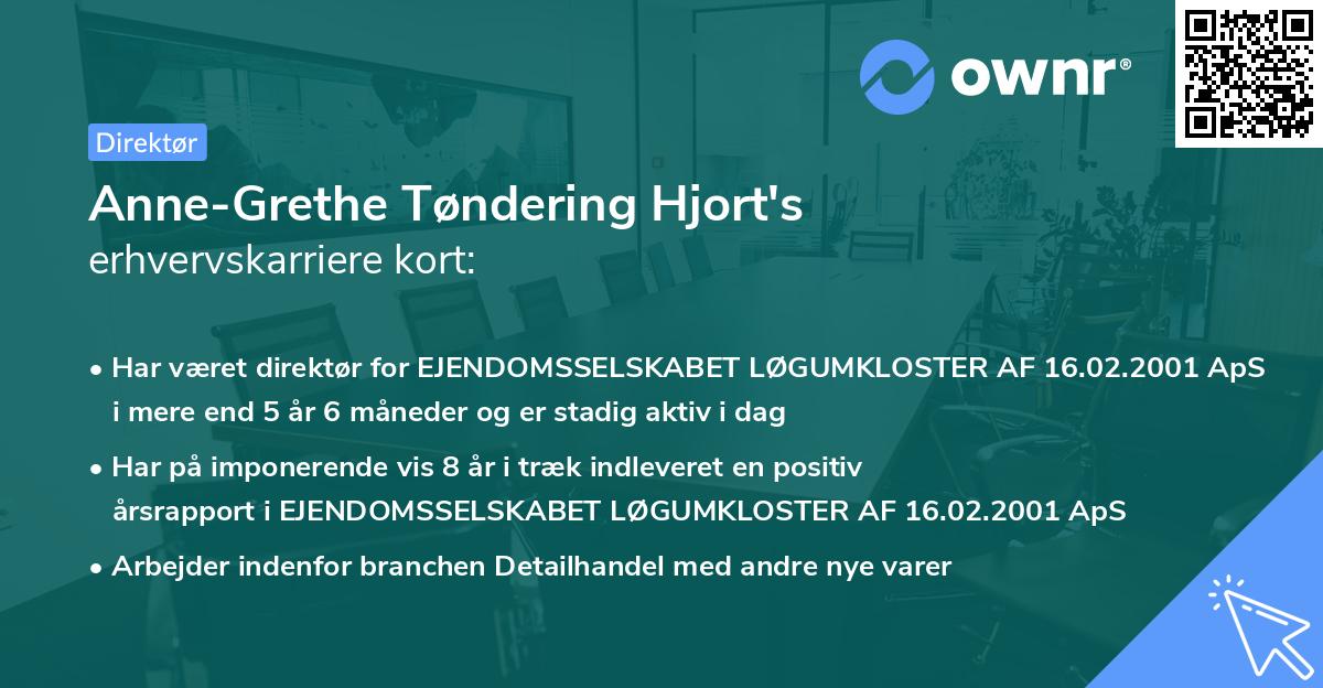 Anne-Grethe Tøndering Hjort's erhvervskarriere kort