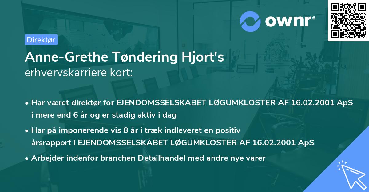 Anne-Grethe Tøndering Hjort's erhvervskarriere kort