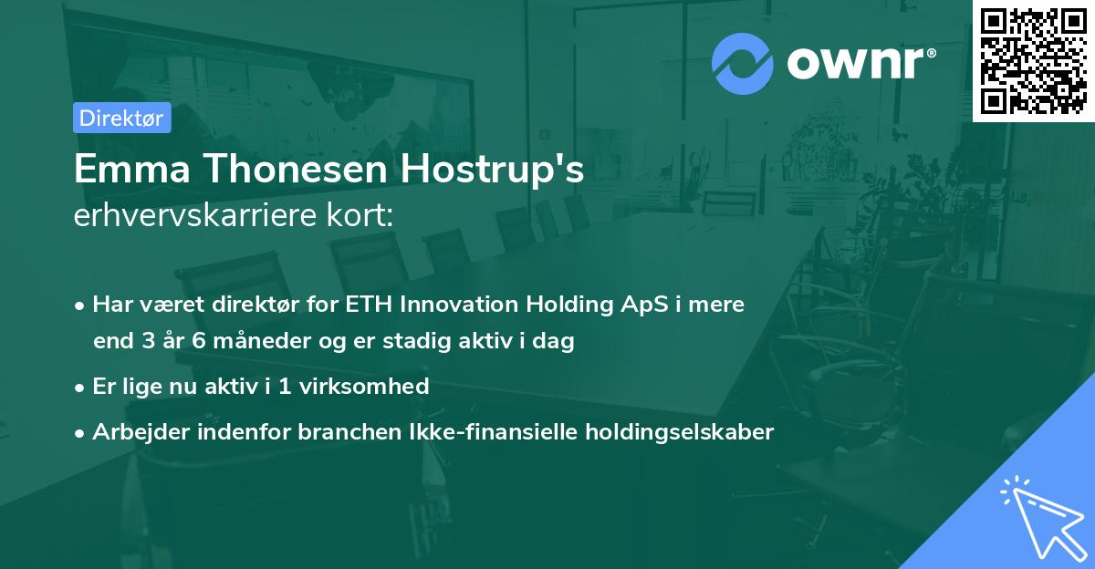 Emma Thonesen Hostrup's erhvervskarriere kort