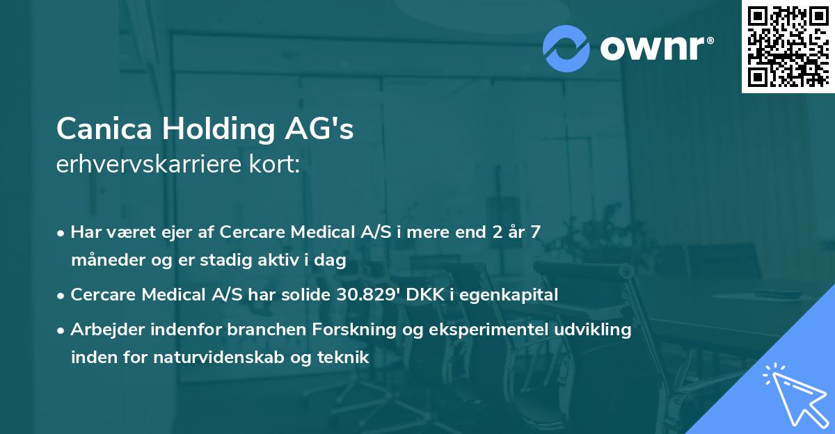 Canica Holding AG's erhvervskarriere kort