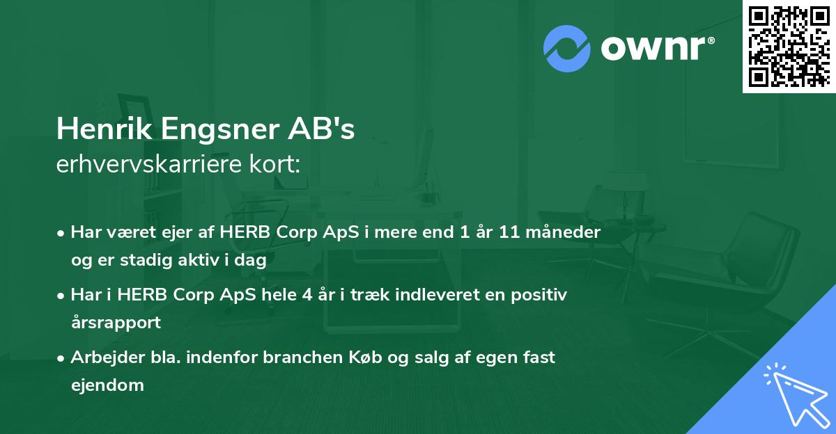 Henrik Engsner AB's erhvervskarriere kort