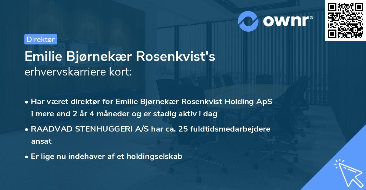 Emilie Bjørnekær Rosenkvist's erhvervskarriere kort