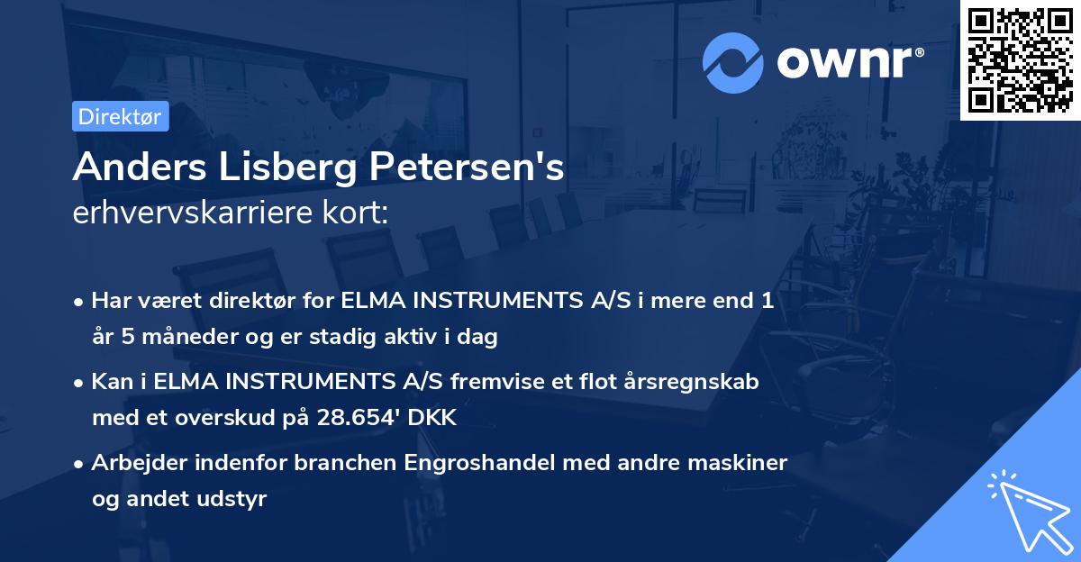 Anders Lisberg Petersen's erhvervskarriere kort