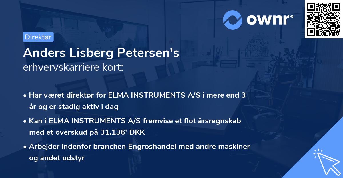 Anders Lisberg Petersen's erhvervskarriere kort