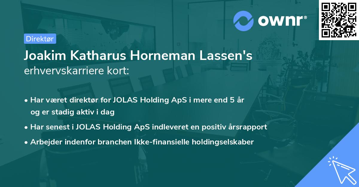 Joakim Katharus Horneman Lassen's erhvervskarriere kort