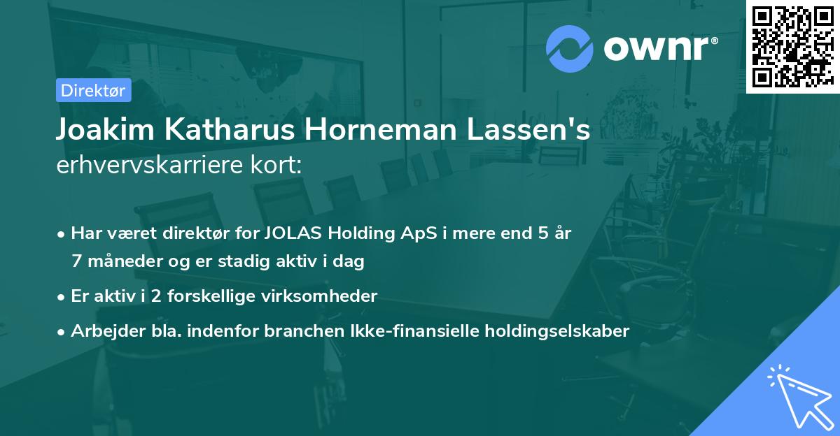 Joakim Katharus Horneman Lassen's erhvervskarriere kort
