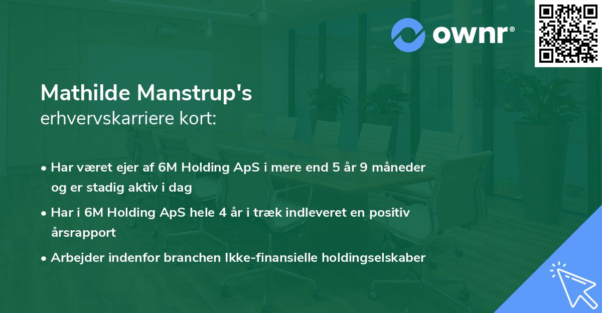 Mathilde Manstrup's erhvervskarriere kort