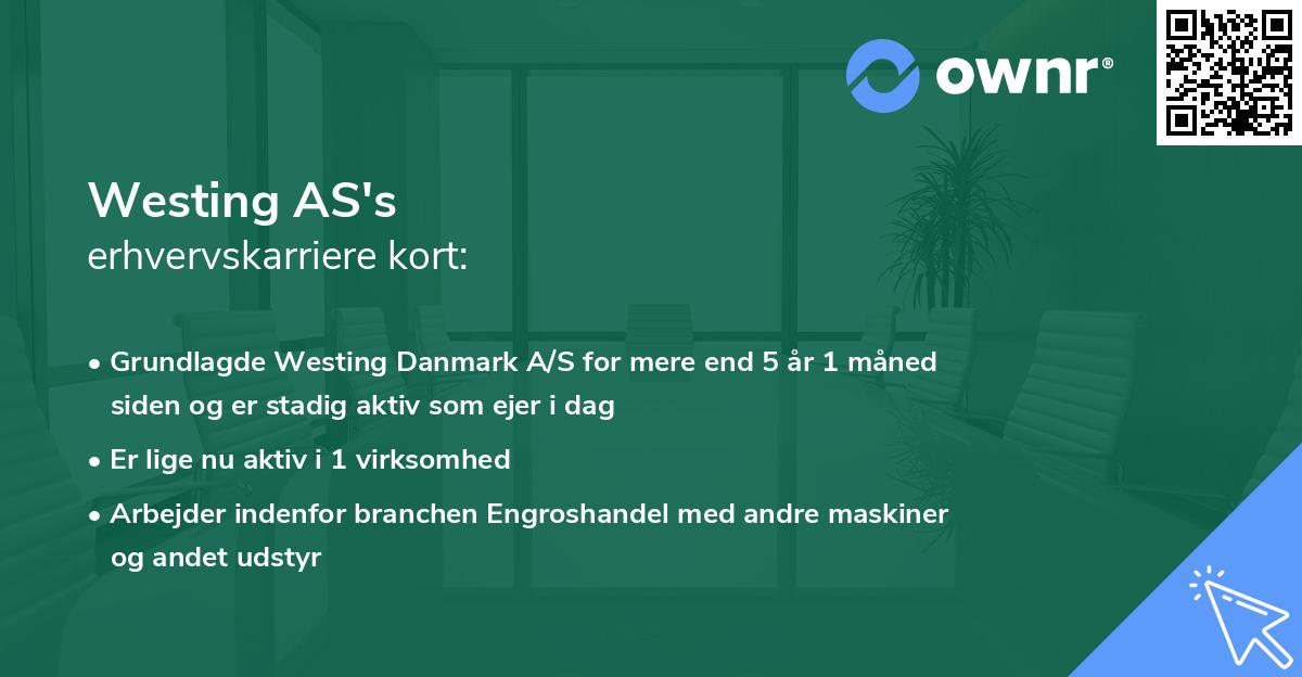 Westing AS's erhvervskarriere kort