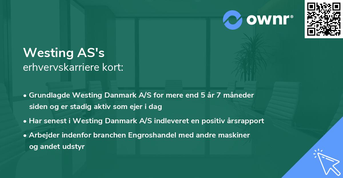 Westing AS's erhvervskarriere kort