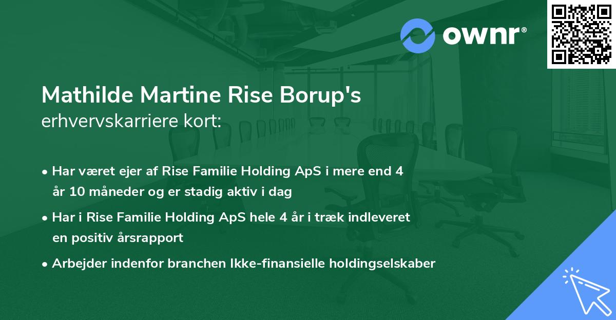 Mathilde Martine Rise Borup's erhvervskarriere kort
