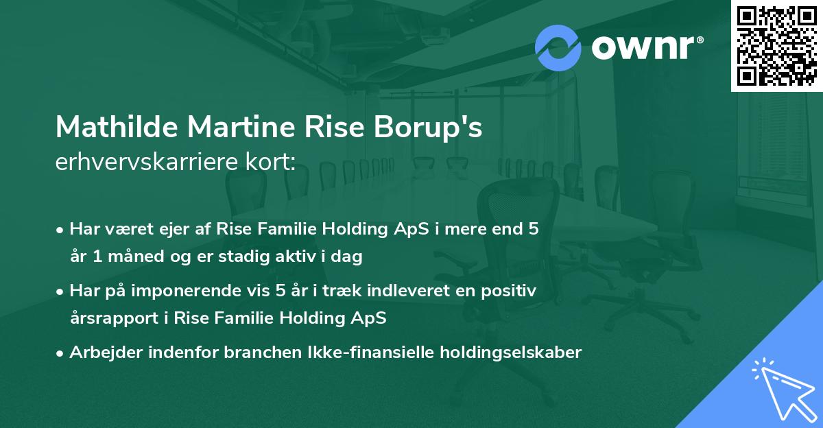 Mathilde Martine Rise Borup's erhvervskarriere kort