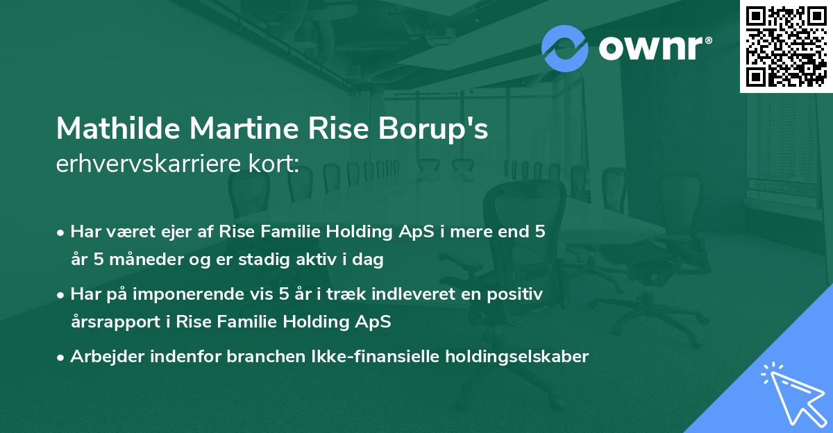 Mathilde Martine Rise Borup's erhvervskarriere kort