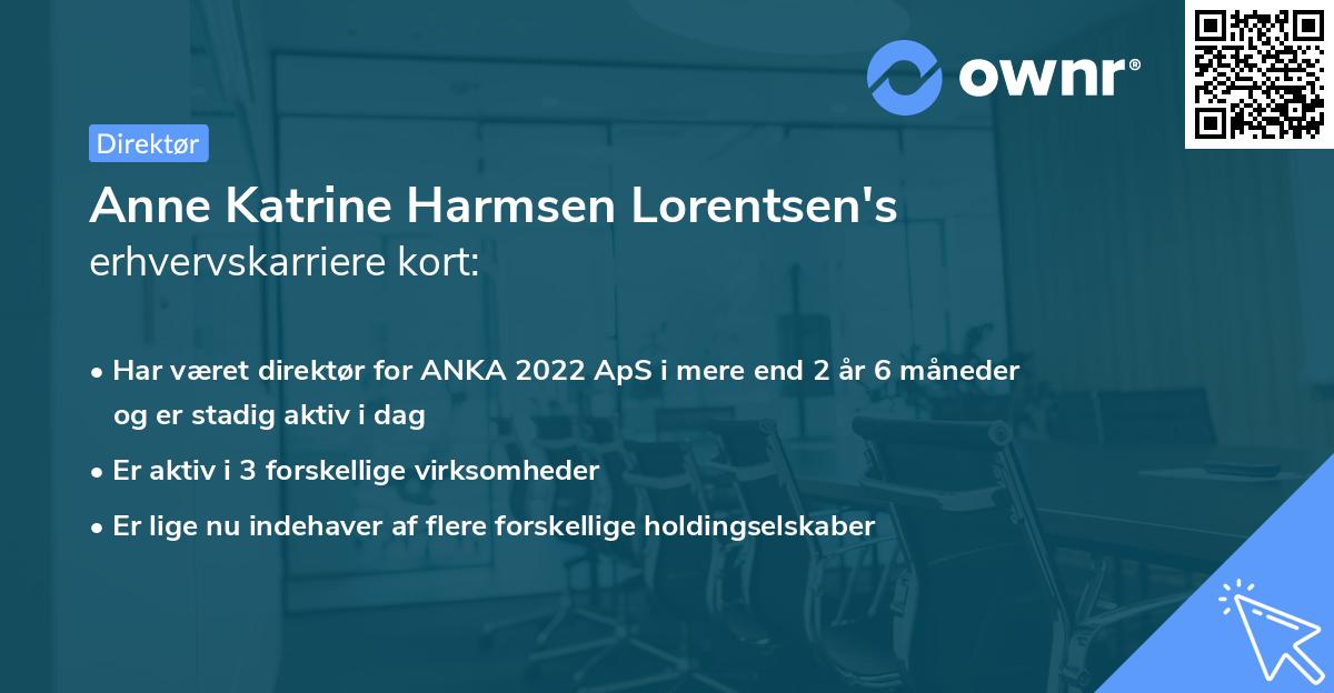 Anne Katrine Harmsen Lorentsen's erhvervskarriere kort