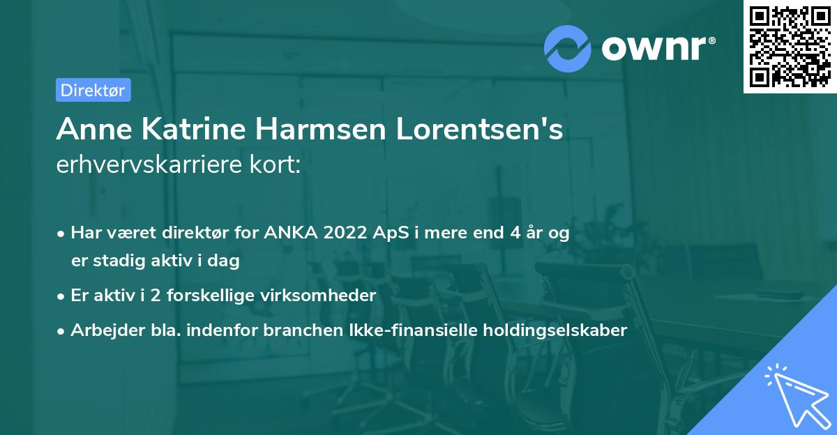 Anne Katrine Harmsen Lorentsen's erhvervskarriere kort