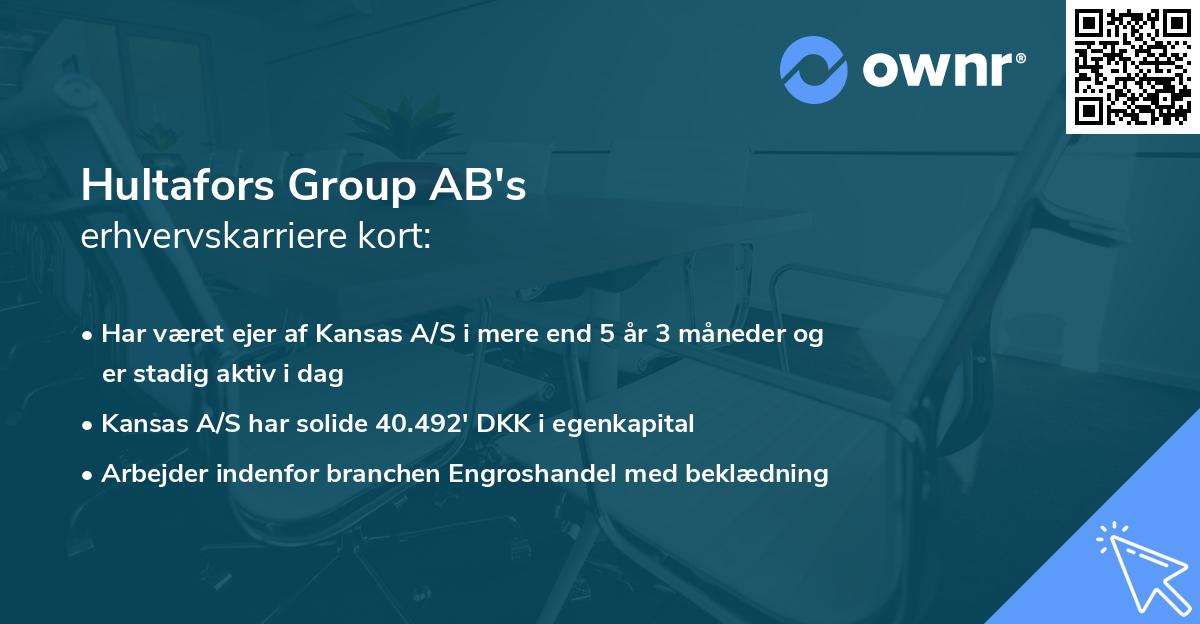 Hultafors Group AB's erhvervskarriere kort