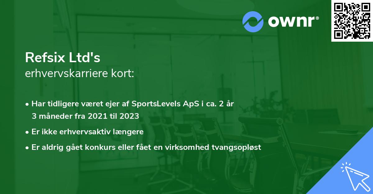 Refsix Ltd's erhvervskarriere kort