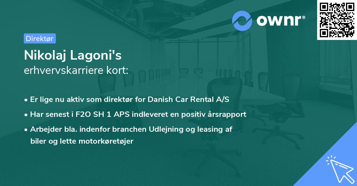 Nikolaj Lagoni's erhvervskarriere kort