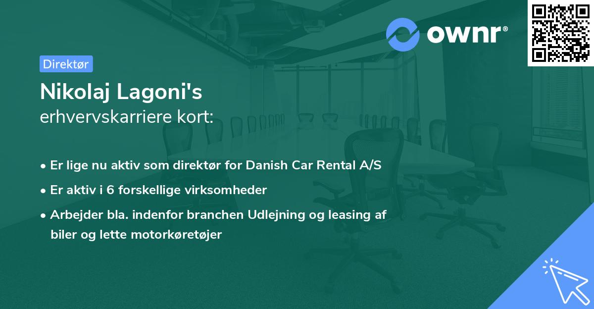 Nikolaj Lagoni's erhvervskarriere kort