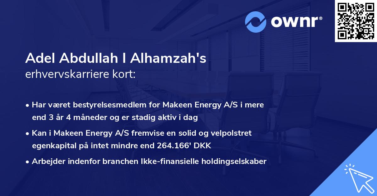 Adel Abdullah I Alhamzah's erhvervskarriere kort