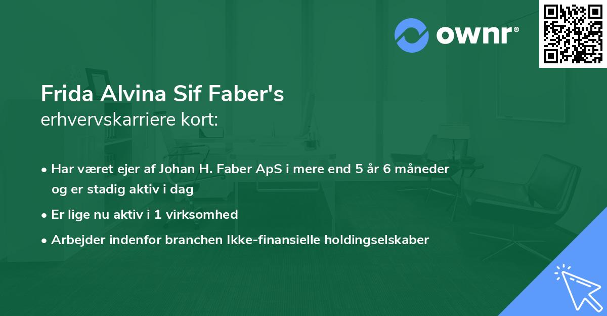 Frida Alvina Sif Faber's erhvervskarriere kort