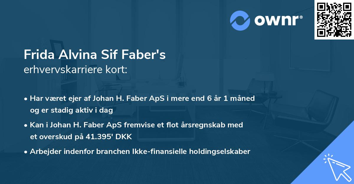 Frida Alvina Sif Faber's erhvervskarriere kort