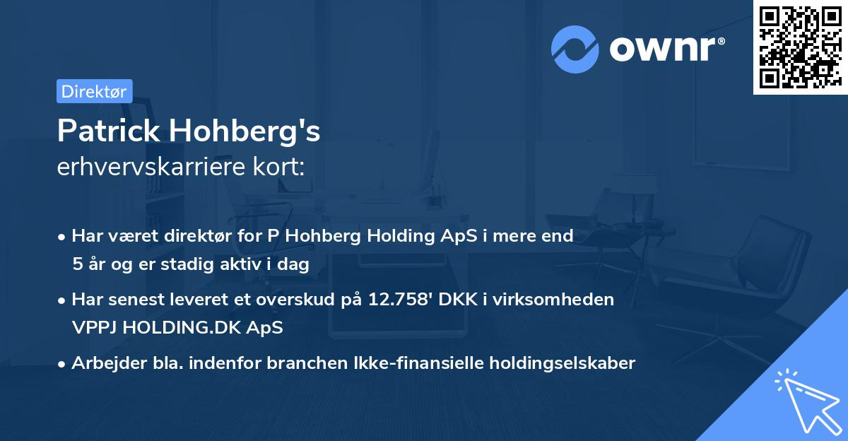 Patrick Hohberg's erhvervskarriere kort