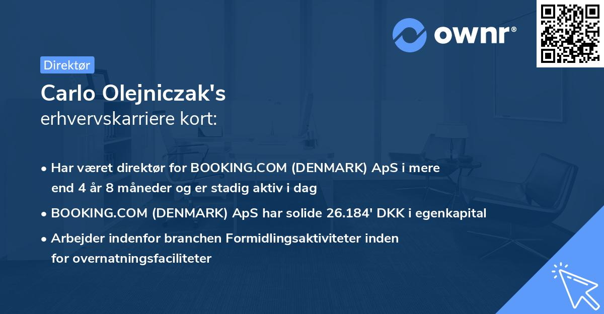 Carlo Olejniczak's erhvervskarriere kort