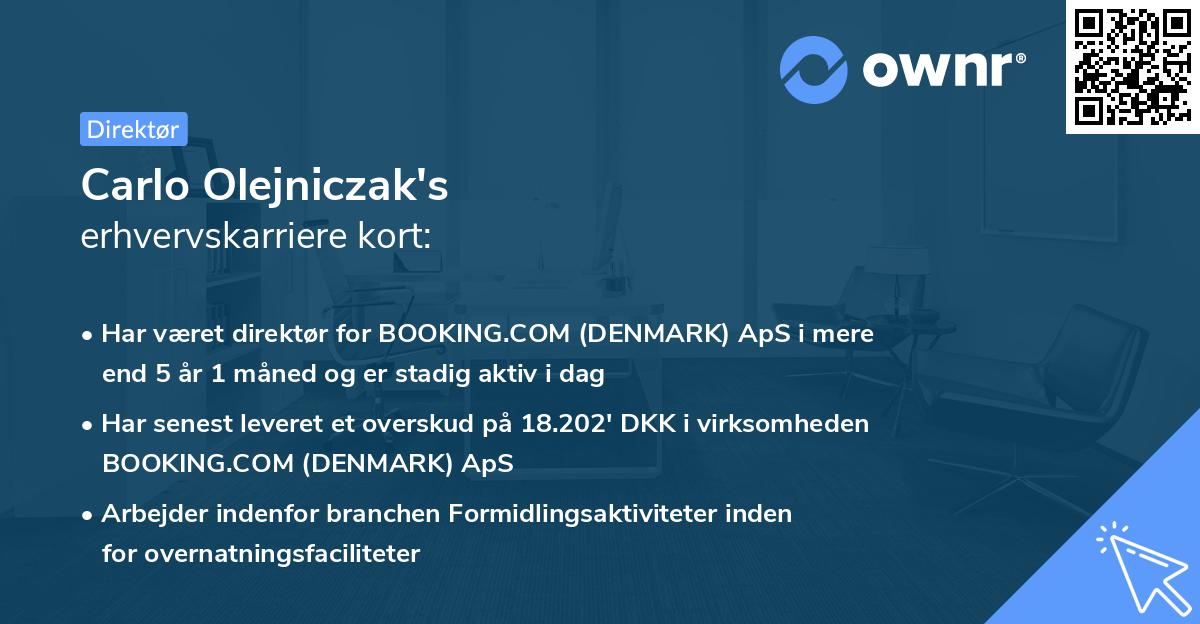 Carlo Olejniczak's erhvervskarriere kort