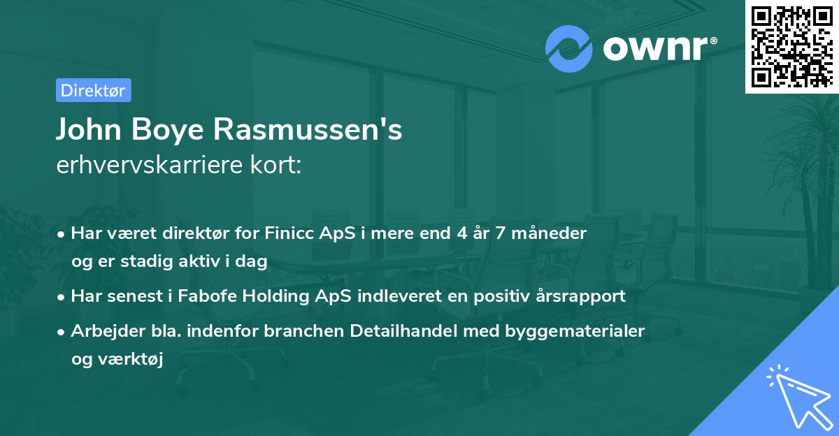 John Boye Rasmussen's erhvervskarriere kort