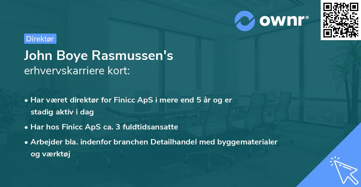 John Boye Rasmussen's erhvervskarriere kort