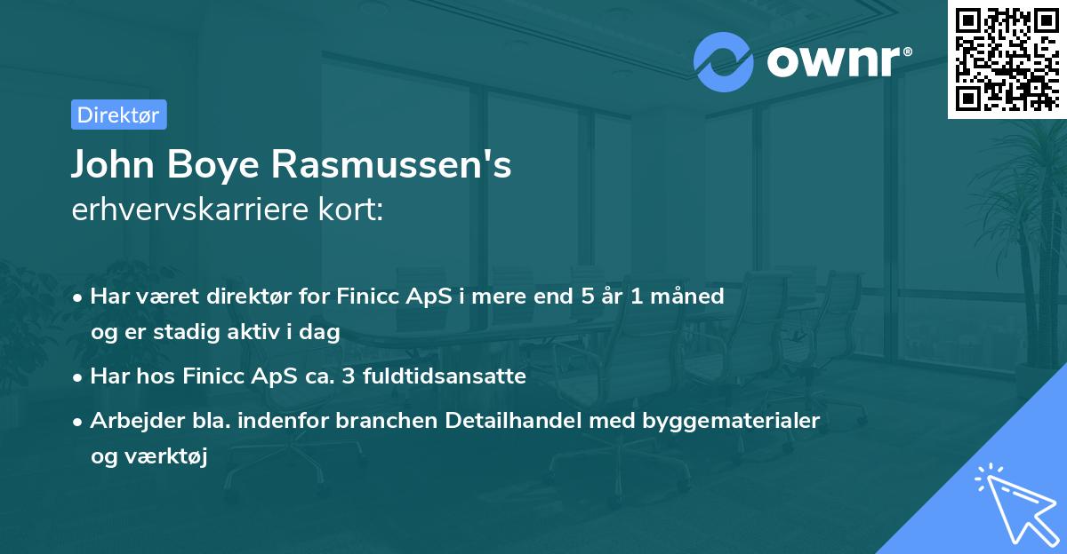 John Boye Rasmussen's erhvervskarriere kort