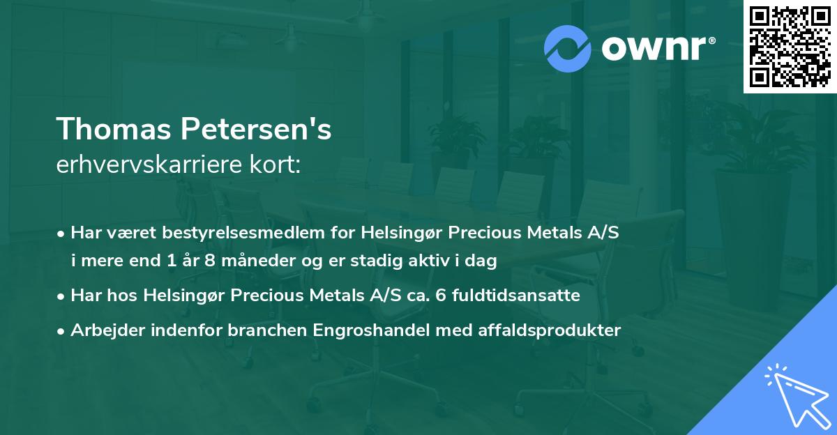 Thomas Petersen's erhvervskarriere kort