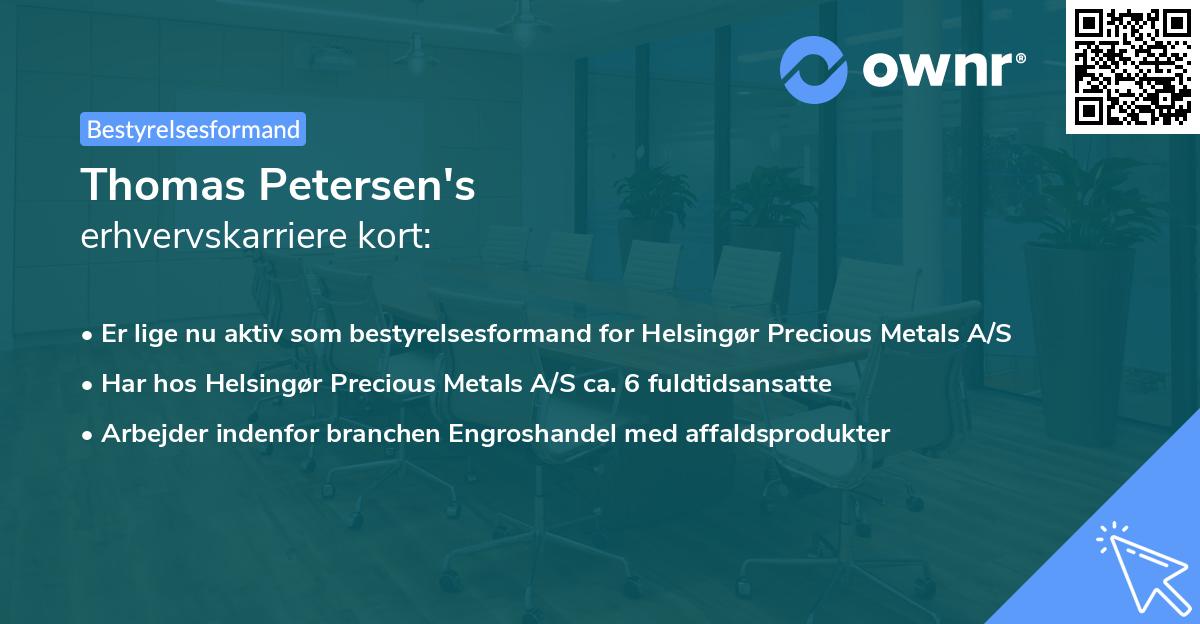Thomas Petersen's erhvervskarriere kort
