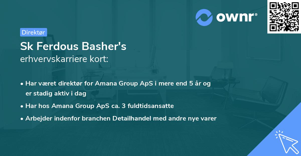 Sk Ferdous Basher's erhvervskarriere kort