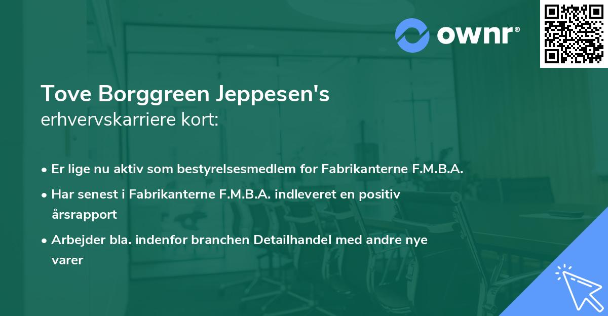 Tove Borggreen Jeppesen's erhvervskarriere kort