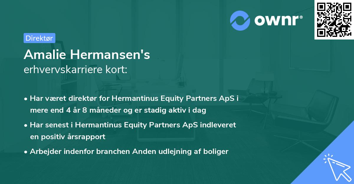 Amalie Hermansen's erhvervskarriere kort